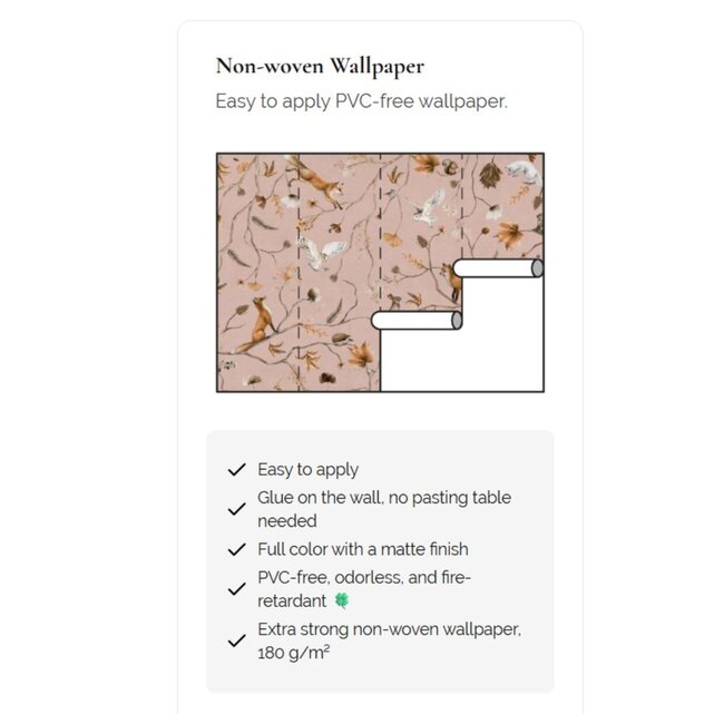 Fototapete Playful Forest Rosa– ruhiges Waldmotiv für Baby- und Kinderzimmer