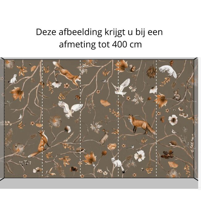 Fototapete Playful Forest taupe – ruhiges Waldmotiv für Baby- und Kinderzimmer