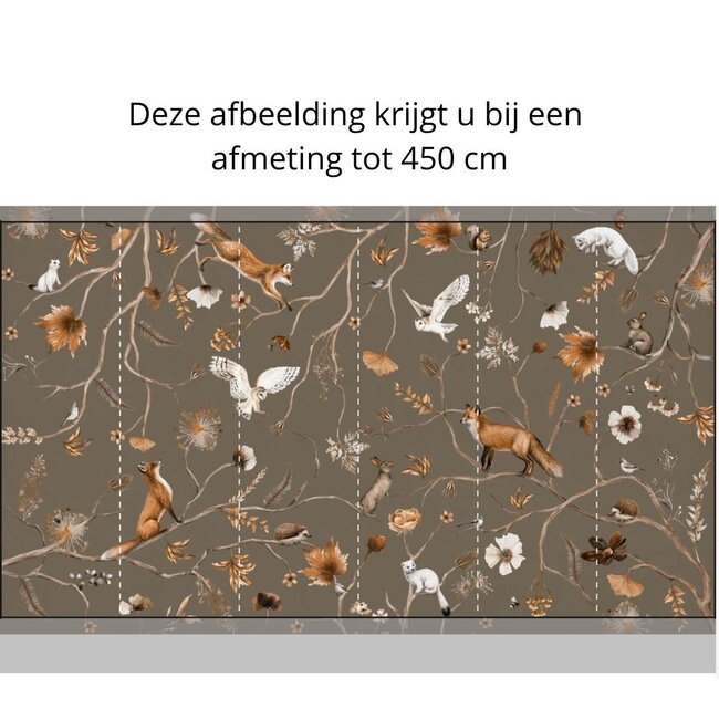 Fotobehang Playful Forest taupe – rustgevend bosontwerp voor baby- en kinderkamer