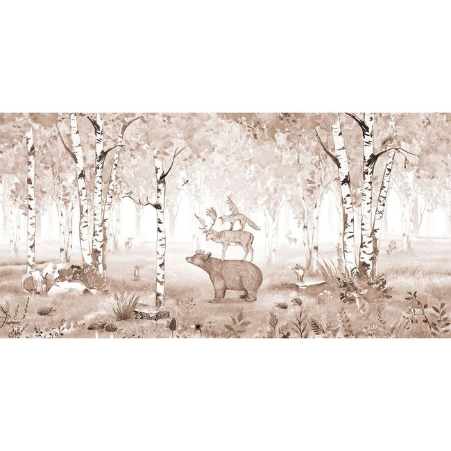Bear King Photo Wallpaper – calm forest design for nursery and kids room