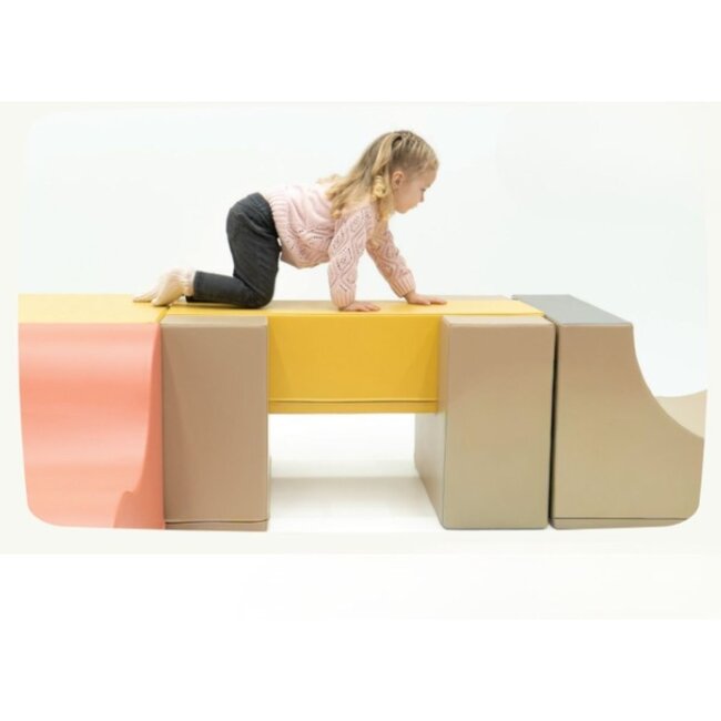 Foamblokken balans brug in beige/honey tinten – perfect voor balans en motoriek