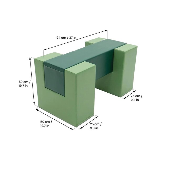 Foam Balance Bridge in green tones – perfect for balance and motor skill development