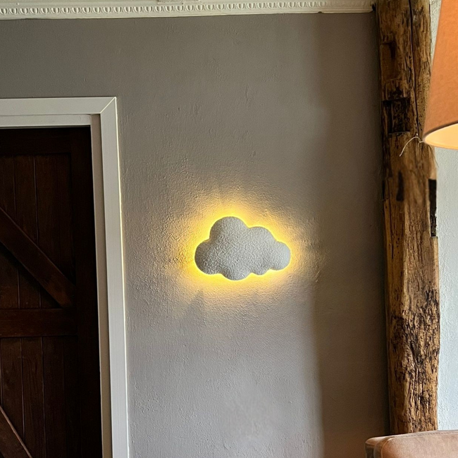 Lampe nuage bouclé fait main avec LED – éclairage d’ambiance
