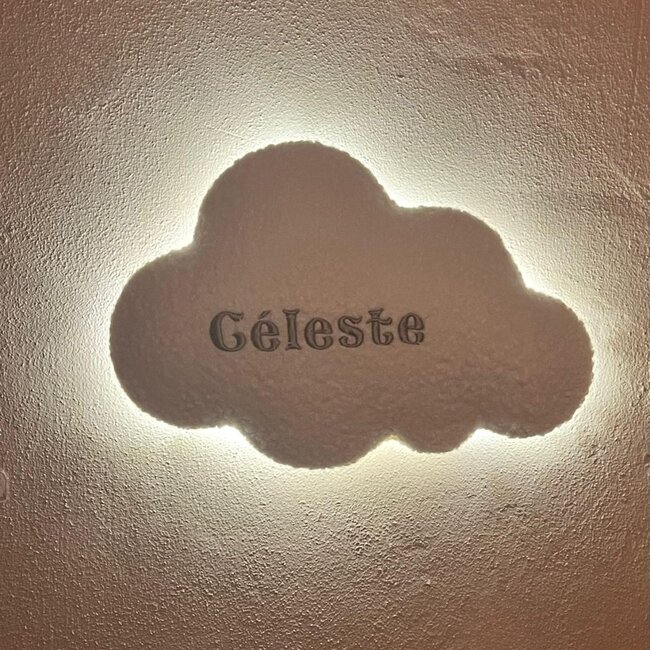 Handmade bouclé cloud lamp with LED – ambient lighting