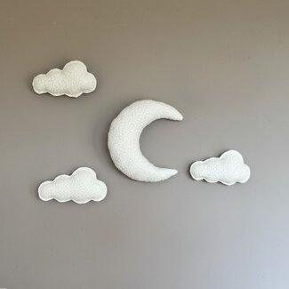 Marjems Wanddekoration Kinderzimmer Wolkenset mit Mond | 4-teilig