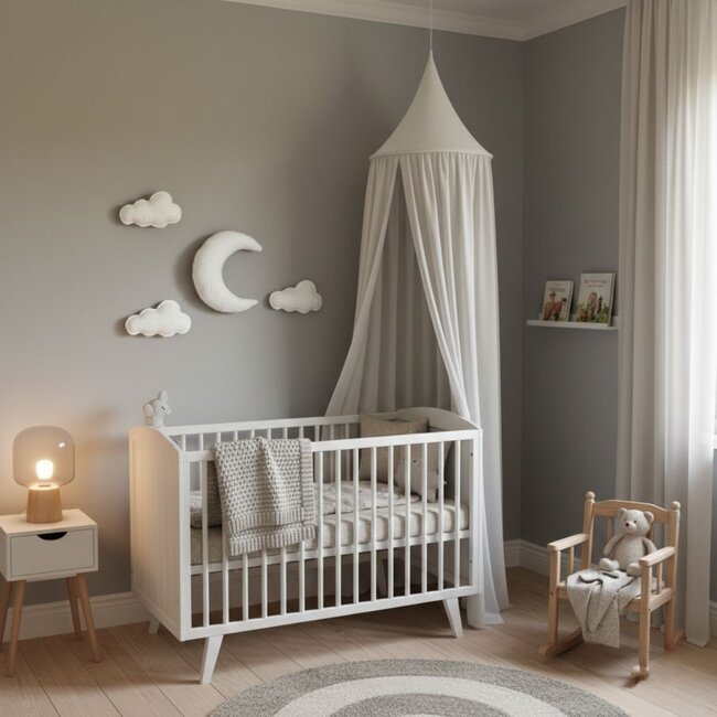Wall decoration kids room cloud set with moon & clouds | 4-piece