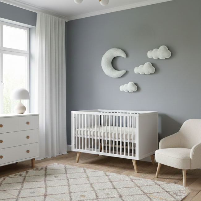 Wall decoration kids room cloud set with moon & clouds | 4-piece