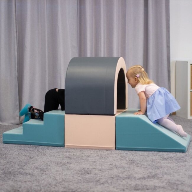 Set de blocs en mousse tunnel aux couleurs pastel pour ramper, grimper & jouer