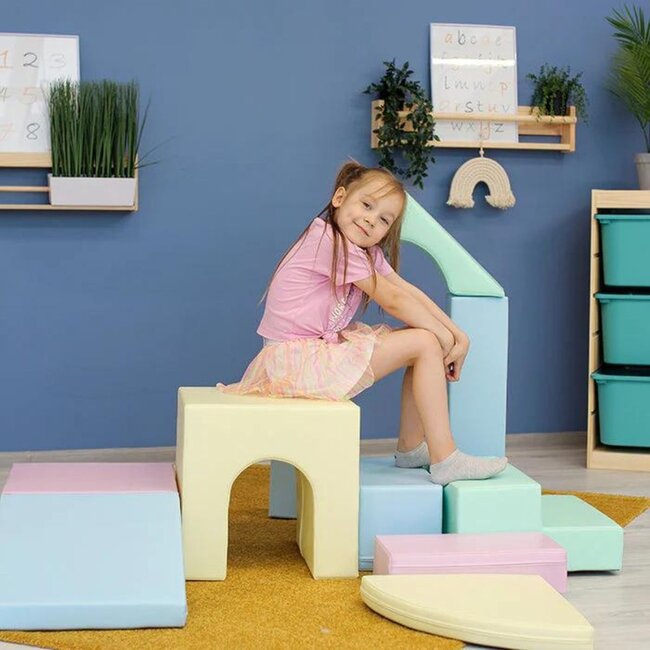 Blocs mousse set Creativity aux couleurs pastel pour construire & imaginer