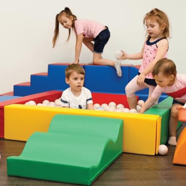 Soft foam block ball pit in primary colors – Safe and creative play for babies and toddlers