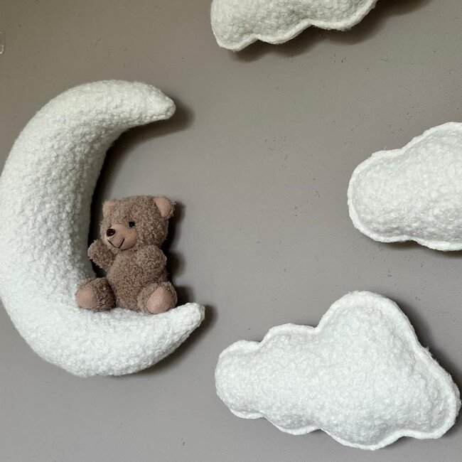 Décoration murale pour chambre d’enfant – ensemble 4 pièces nuages et ours sur la lune, chaleureux et unique