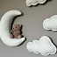 Nursery wall decoration – 4-piece cloud set with bear on the moon, cozy and unique design