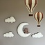 Nursery wall decoration – 4-piece cloud set with bear on the moon, cozy and unique design