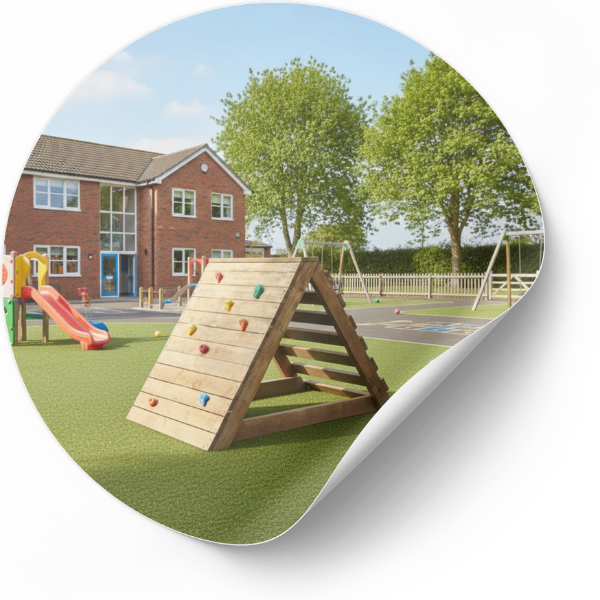 Klimplatforms en kleine klimtoestellen voor actief buitenspelen en ontwikkeling