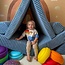 Montessori modulaire speelbank van zacht schuim met Waffle stof | Blauw