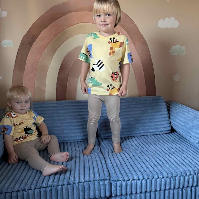 Montessori modulaire speelbank van zacht schuim met Waffle stof | Blauw