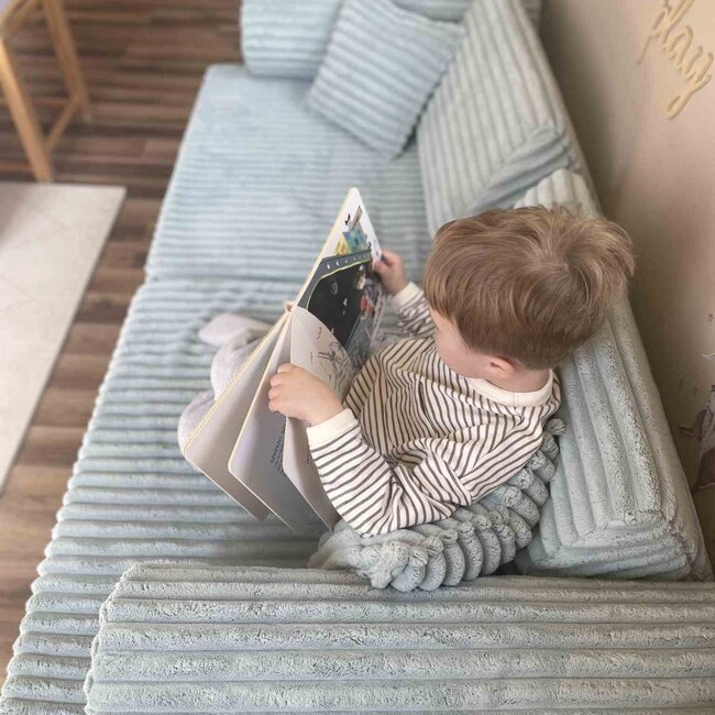 Banc de jeu modulaire Montessori en mousse douce avec tissu Waffle | Menthe Clair