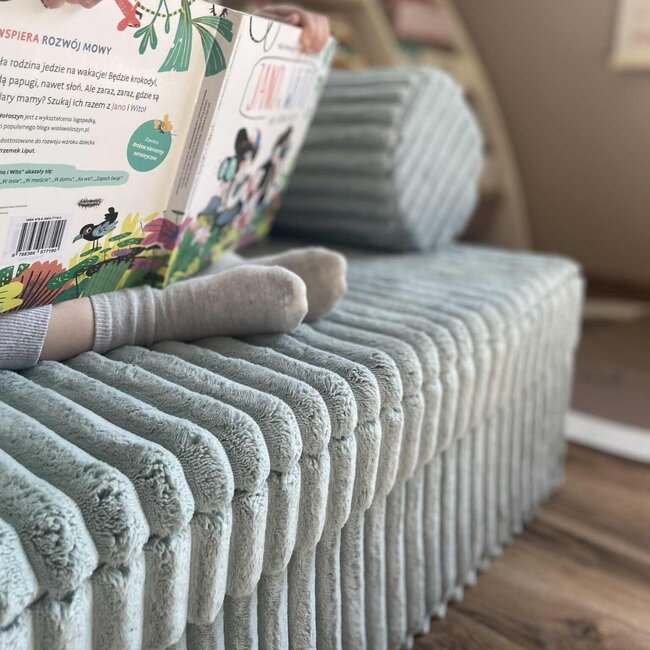 Banc de jeu modulaire Montessori en mousse douce avec tissu Waffle | Menthe Clair