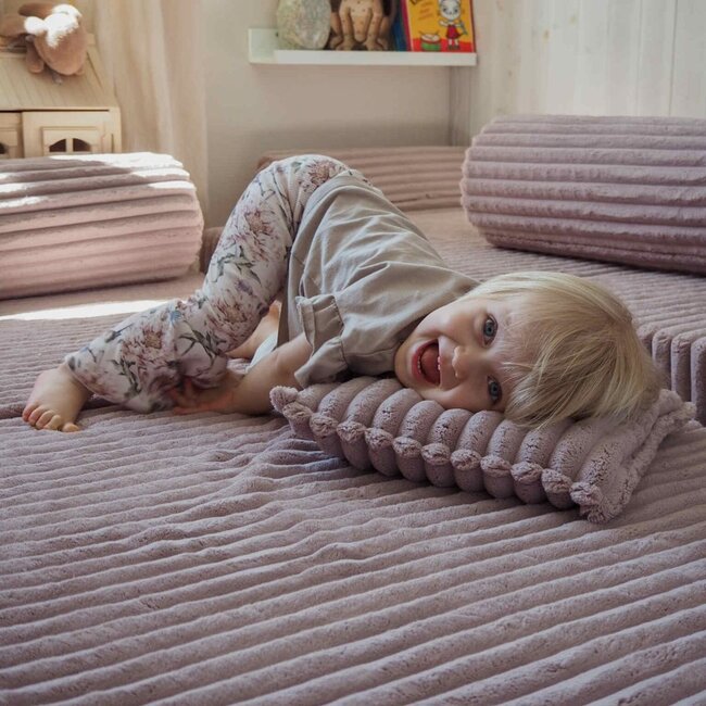 Montessori modulaire speelbank van zacht schuim met Waffle stof | Lichtroze