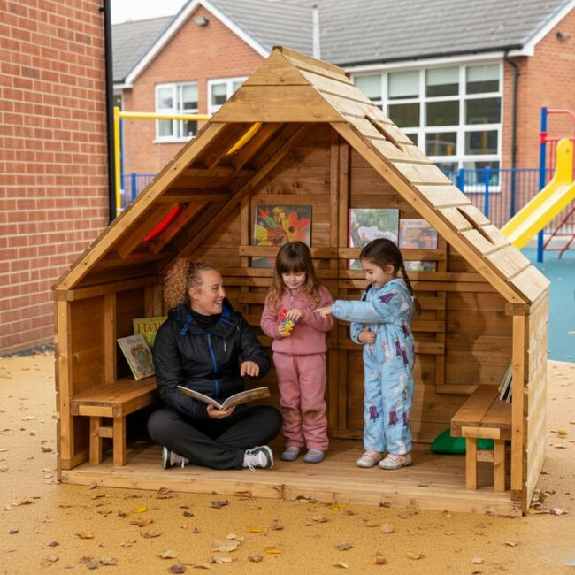 Outdoor Play & Learning House Forest Fern in pine wood – Spacious and durable house for schools, after-school programs, and home