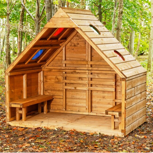 Maisonnette extérieure Forest Fern en bois de pin – Grande maisonnette durable pour jouer et apprendre à l’extérieur, écoles et jardin
