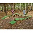 Flexible and durable play platform with multiple sections for jumping, balancing, and creative obstacle courses