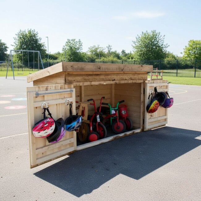 Wooden Outdoor Bike and Trike Storage Shed – Durable & Secure