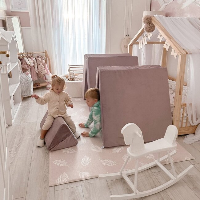 Comfort Montessori play sofa in lilac velvet – modular set