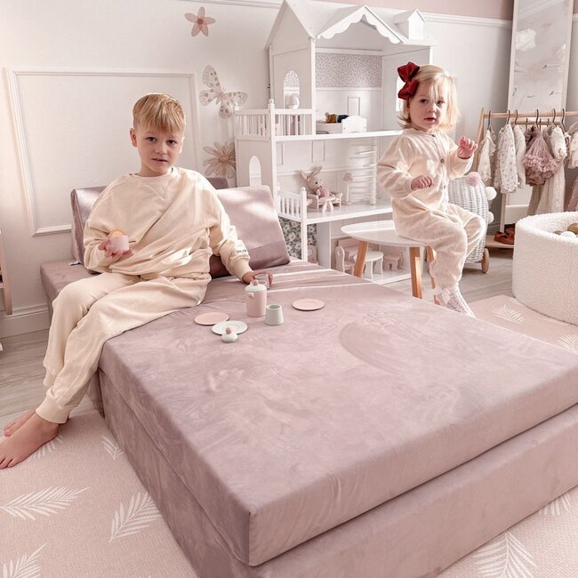 Comfort Montessori speelbank in lila velvet – modulaire set