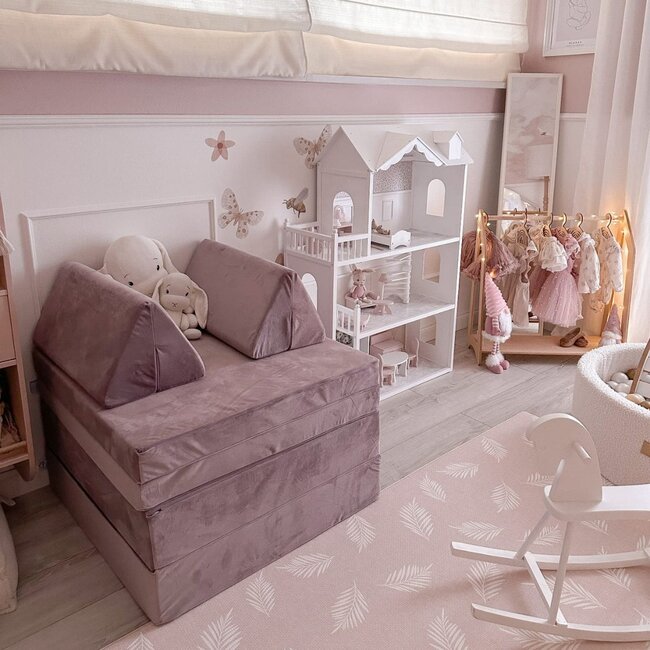 Comfort Montessori Spielsofa aus Lila Velvet – modulares Set