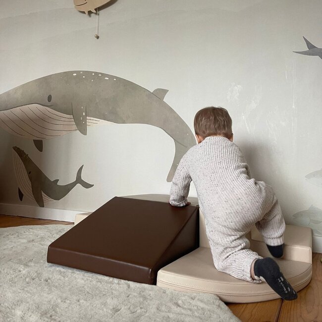 Foam blokken set Corner in beige – veilig, zacht en motoriek stimulerend