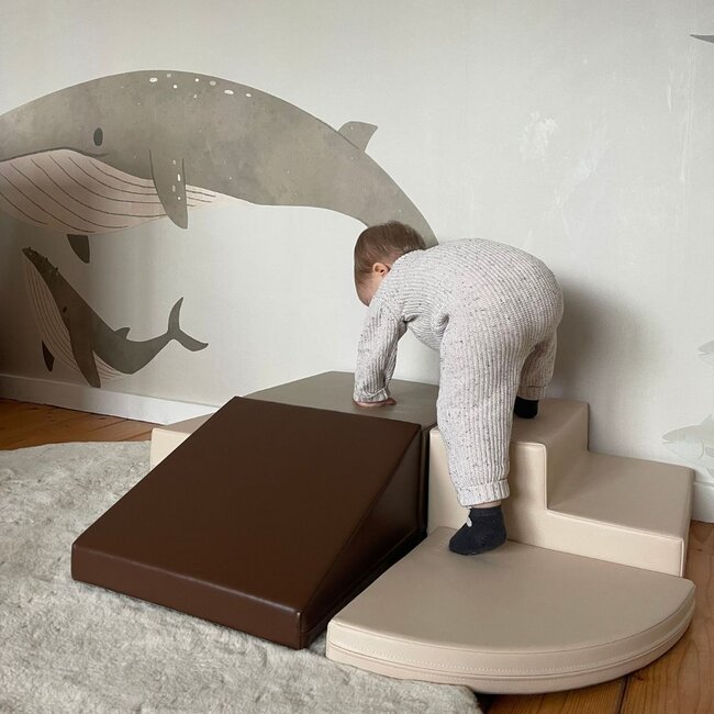 Foam blokken set Corner in beige – veilig, zacht en motoriek stimulerend
