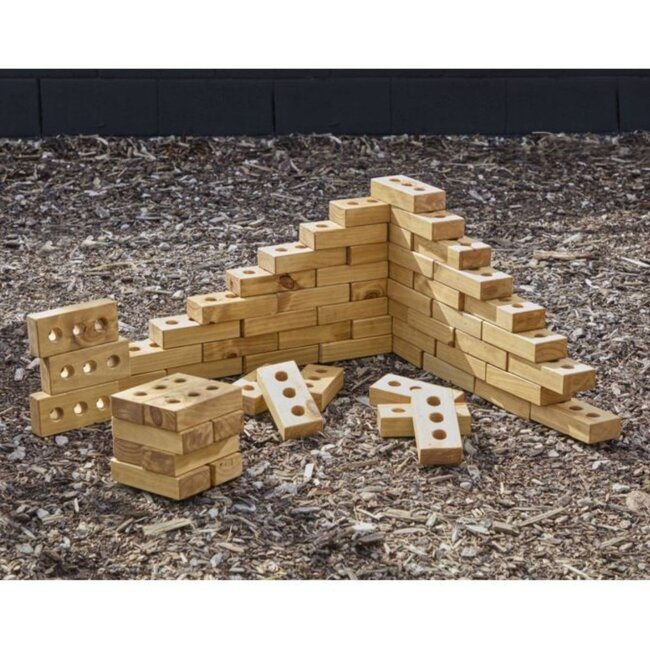 Lichtgewicht houten bouwstenen | Sets van 30, 60 of 90 blokken