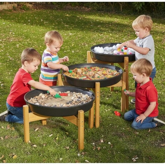 Trio Tiefe Spielwannen mit Holzständern – Kreativ & Sensorisch Spielen