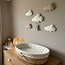 Charmante décoration murale pour chambre d’enfant – ensemble de 5 nuages avec ourson sur une balançoire