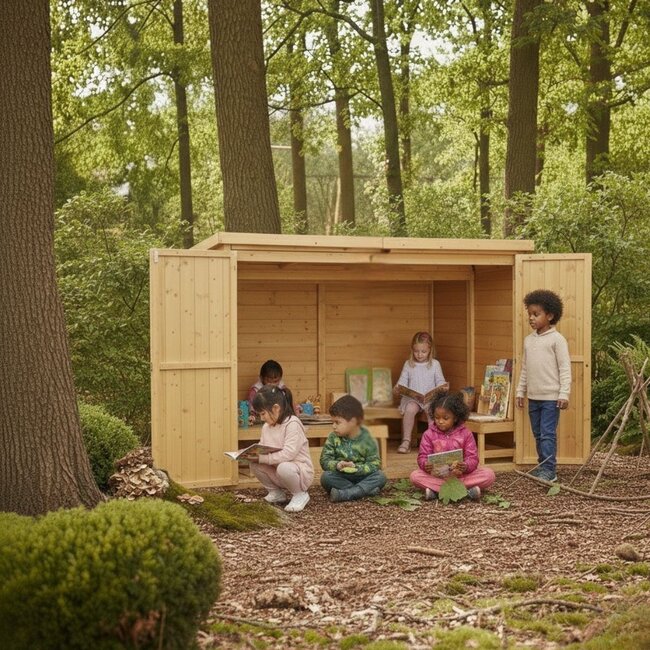 Buiten klaslokaal van grenen – creatief en actief buiten leren