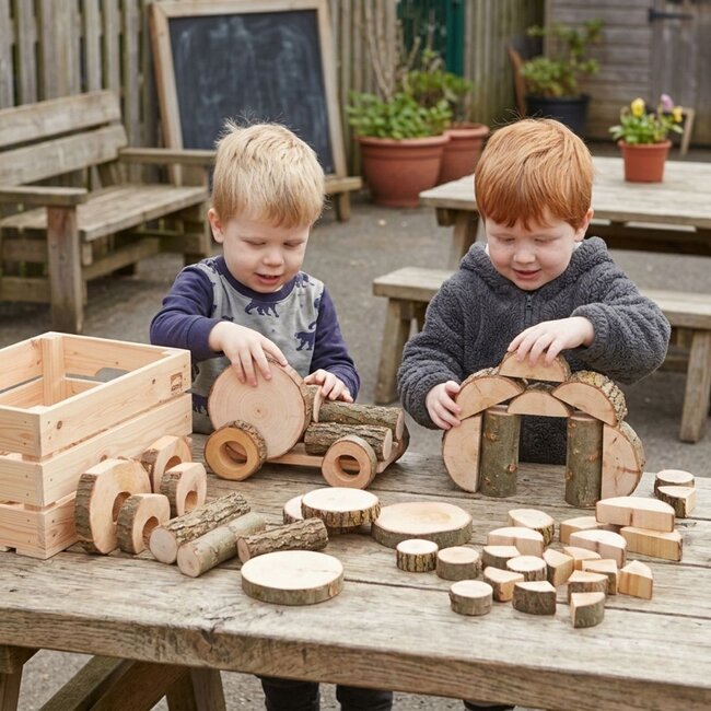 90-Piece Natural Wooden Building Set for Creative Open-Ended Play