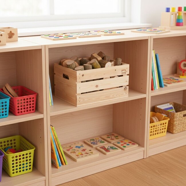 90-teiliges Natürliches Holzbau-Set für Kreatives Offenes Spielen