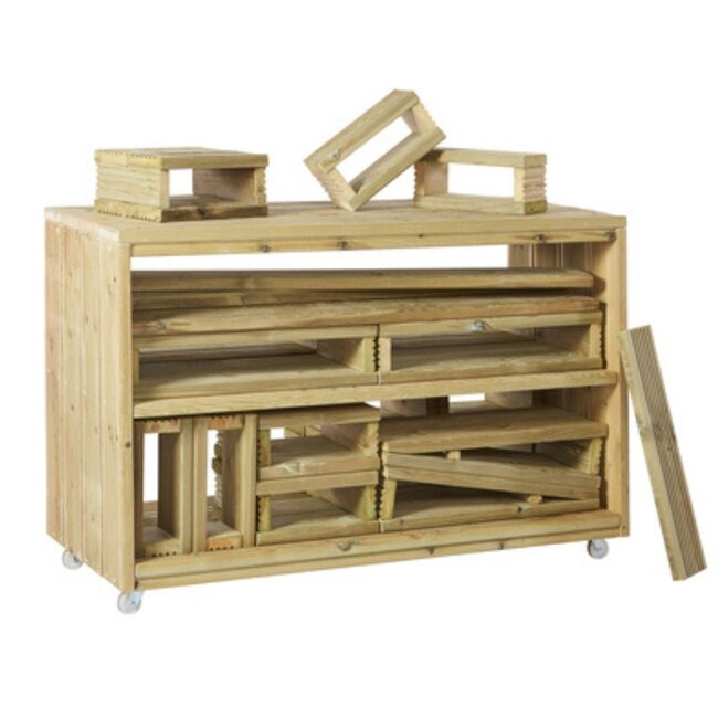 Imagineering & Deckciting Block Trolleys 50-Piece Set for Creative Open-Ended Play