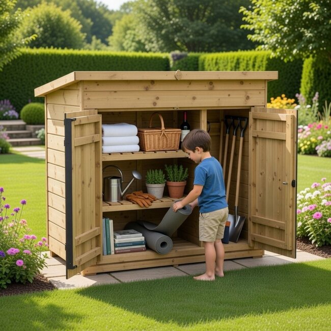 Big & Bountiful Abri de Rangement Extérieur – Abri en Bois Durable pour Matériel Sportif et de Jardin