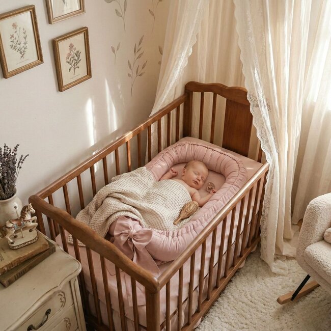 Luxury Linen Baby Nest Pink – Safe & Comfortable Sleep