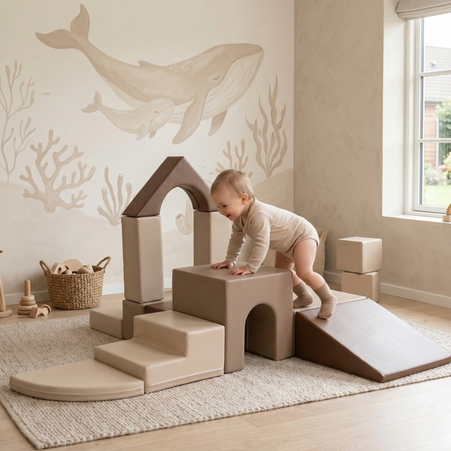 Blocs en Mousse Beige pour Ramper et Construire – 10 pièces