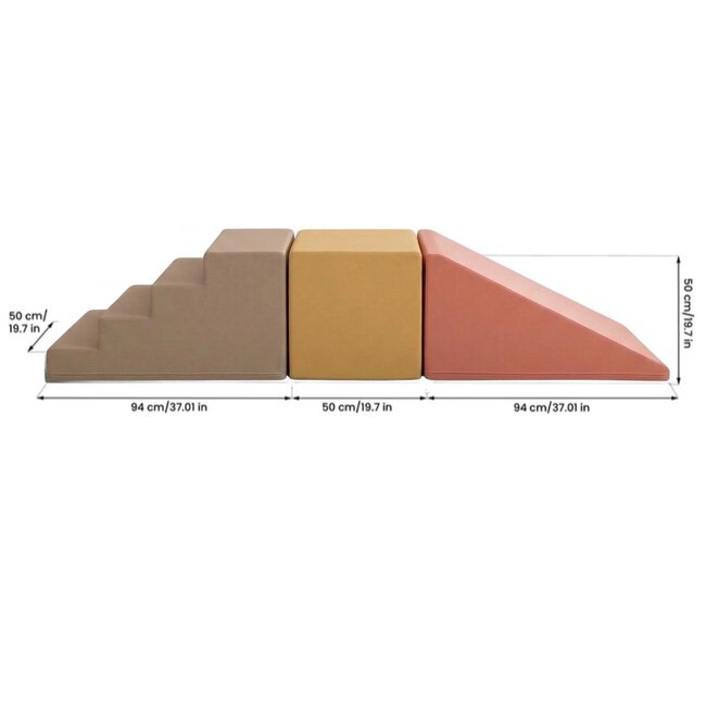 Toboggan modulaire en blocs de mousse XXL avec bloc intermédiaire supplémentaire