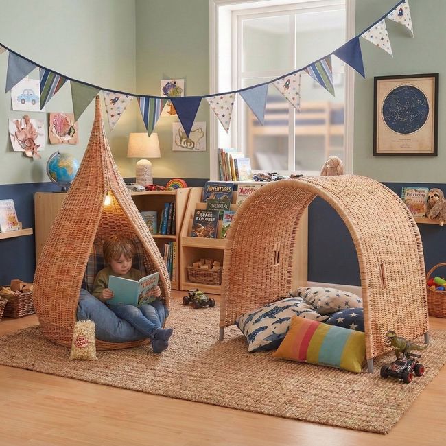 Cabane & Arche de Jeu en Osier pour l'Intérieur avec Design Tressé