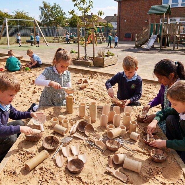 Natuurlijke Meetset van 40 Delen van Bamboe en Kokosnoot voor Sensorisch Spel