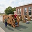 Kleinkind Spielbrücke Holz-Spielparcours für draußen mit Guckfenstern
