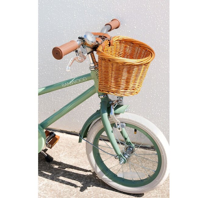 Kinderfiets 14 inch Forest Green met Rieten Mandje