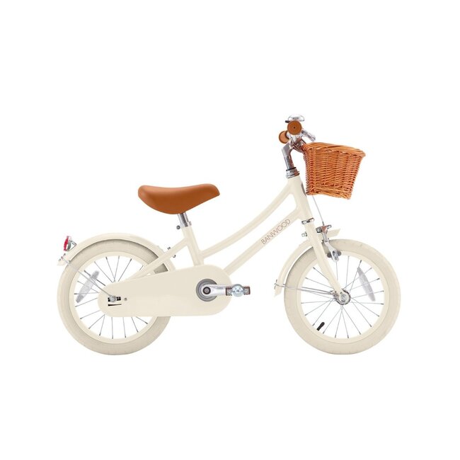 Kinderfahrrad 14 Zoll Cream mit Weidenkorb