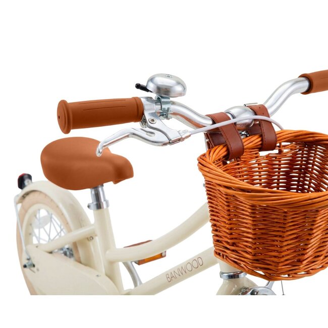 Kinderfahrrad 14 Zoll Cream mit Weidenkorb
