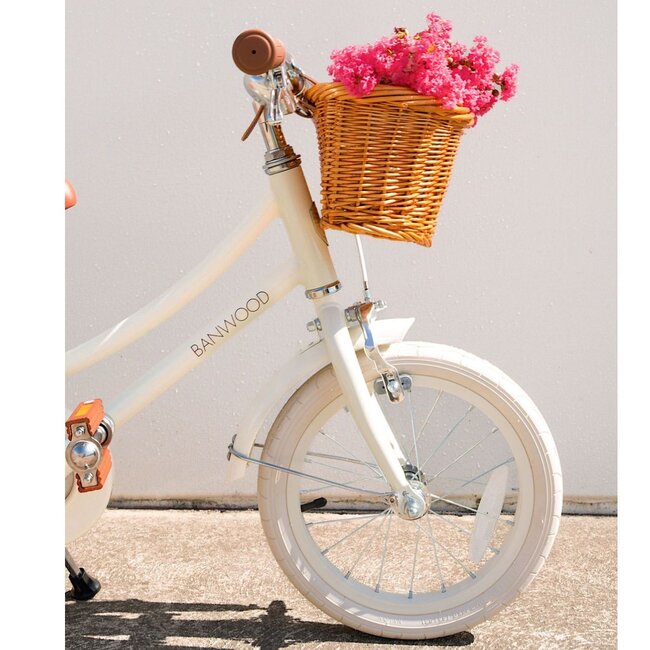 Kinderfahrrad 14 Zoll Cream mit Weidenkorb